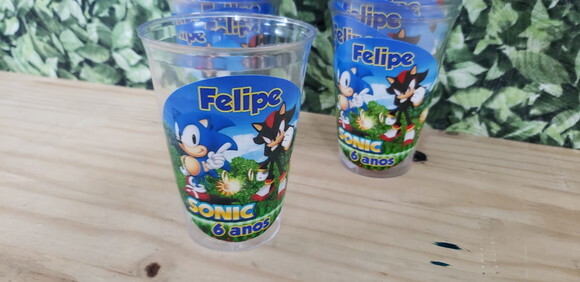 Sonic Copo 300 ml Descartável Personalizado Pronta Entrega