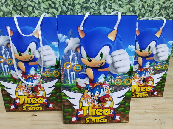 Sonic Sacola para Lembrancinha Personalizada Pronta Entrega
