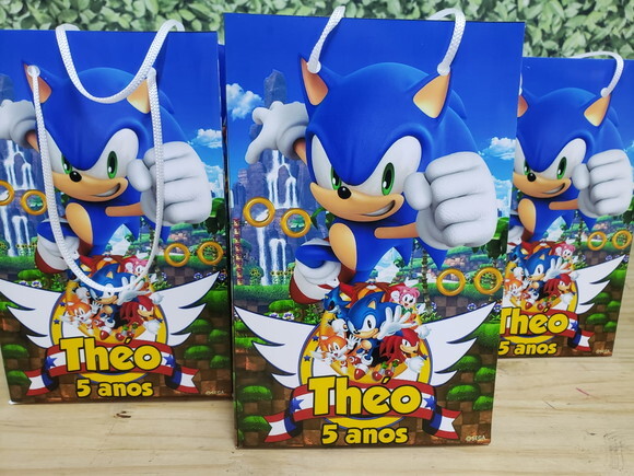 Sonic Sacola para Lembrancinha Personalizada Pronta Entrega