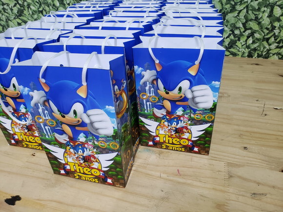Sonic Sacola para Lembrancinha Personalizada Pronta Entrega