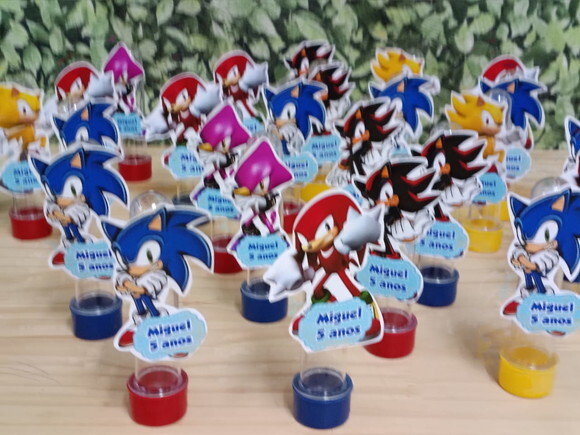 Sonic Tubetes com Apliques Personalizados Pronta Entrega