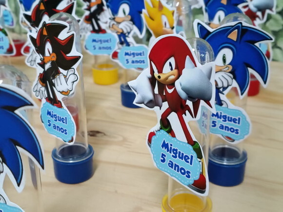 Sonic Tubetes com Apliques Personalizados Pronta Entrega