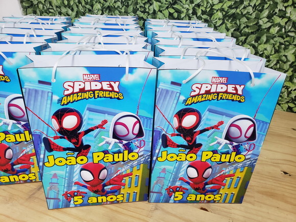 Spider e Amigos Espetaculares Sacola Personalizada 28x20x8cm