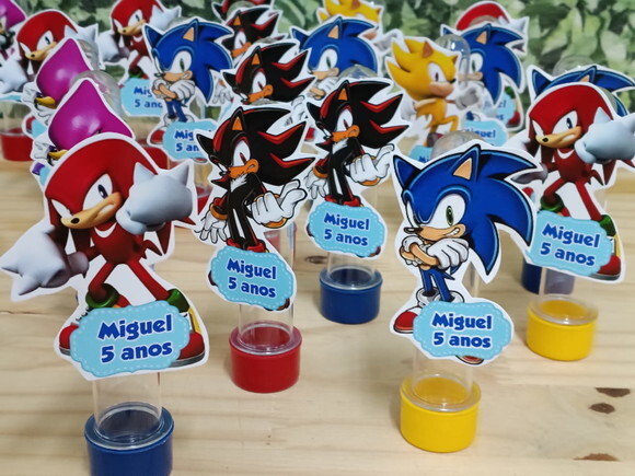 Sonic Tubetes com Apliques Personalizados Pronta Entrega