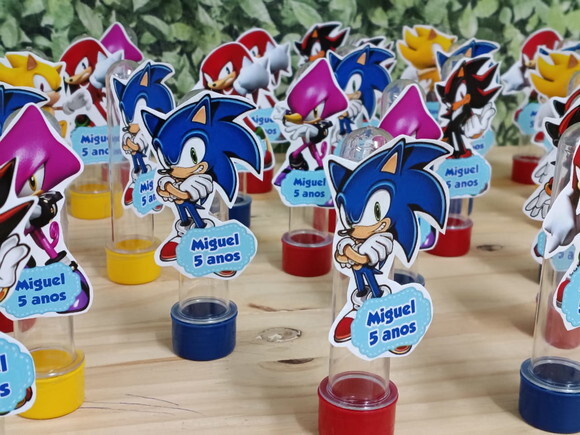 Sonic Tubetes com Apliques Personalizados Pronta Entrega