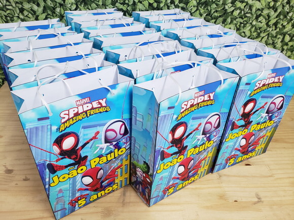 Spider e Amigos Espetaculares Sacola Personalizada 28x20x8cm