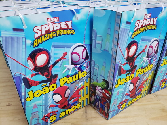 Spider e Amigos Espetaculares Sacola Personalizada 28x20x8cm