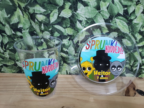 Sprunki Copo 300 ml e Prato Sobremesa Personalizado