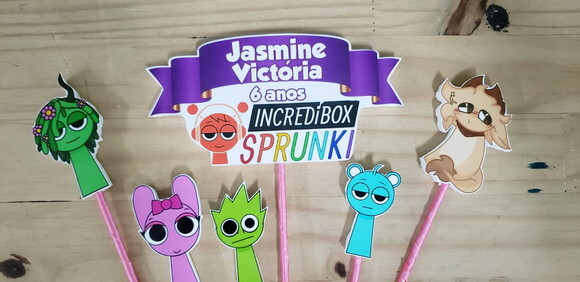 Sprunki Topo de Bolo Personalizado Menina Pronta Entrega