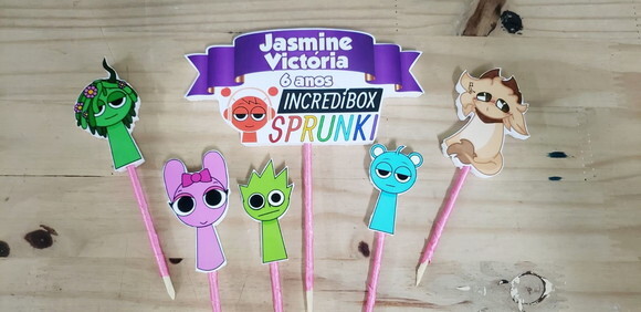 Sprunki Topo de Bolo Personalizado Menina Pronta Entrega