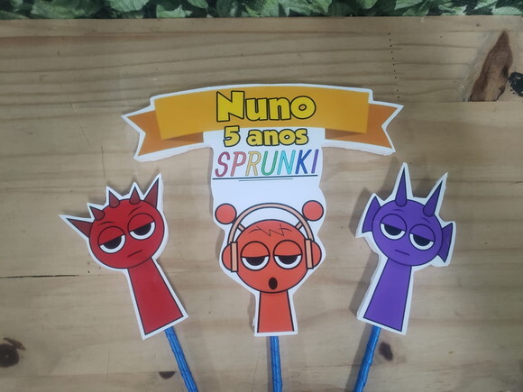 Sprunki Topo de Bolo Personalizado Pronta Entrega