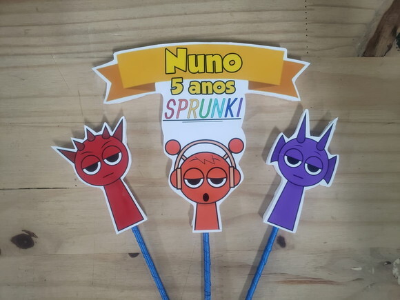 Sprunki Topo de Bolo Personalizado Pronta Entrega