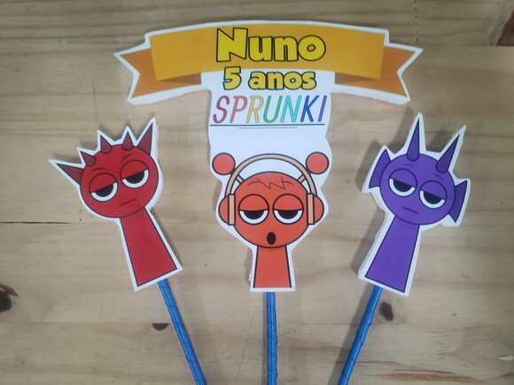 Sprunki Topo de Bolo Personalizado Pronta Entrega