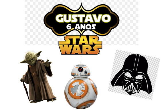 Star Wars Topo de Bolo Personalizado Pronta Entrega