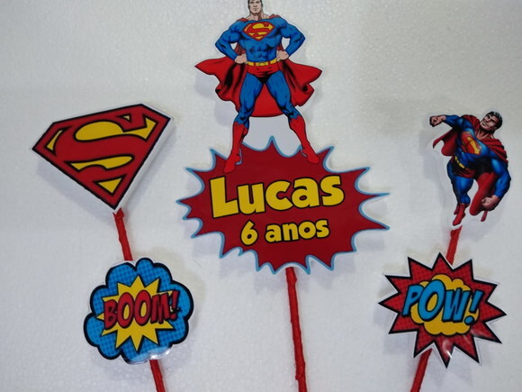 Super Man Topo de Bolo Personalizado