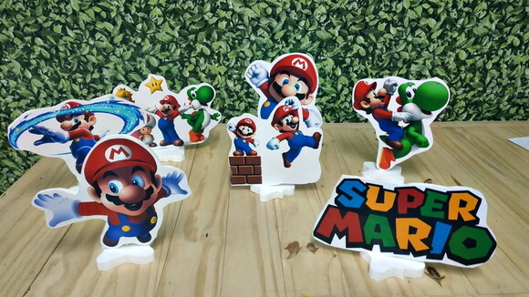 Super Mario Bross Kit de Mesa Displays 7 Peças Pronta Entreg