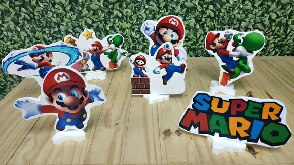 Super Mario Bross Kit de Mesa Displays 7 Peças Pronta Entreg
