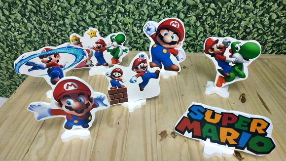 Super Mario Bross Kit de Mesa Displays 7 Peças Pronta Entreg