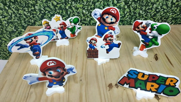 Super Mario Bross Kit de Mesa Displays 7 Peças Pronta Entreg