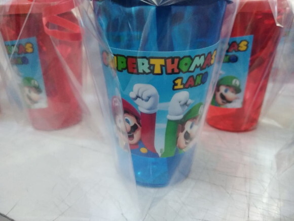 Super Mario Copos Canudo Personalizado Embalados