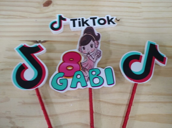 Tik Tok Topo de Bolo Personalizado Pronta Entrega