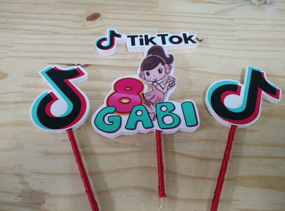 Tik Tok Topo de Bolo Personalizado Pronta Entrega