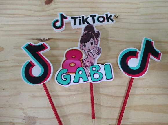 Tik Tok Topo de Bolo Personalizado Pronta Entrega