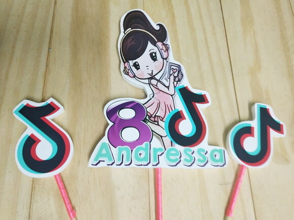 Tik Tok Topo de Bolo Personalizado Pronta Entrega