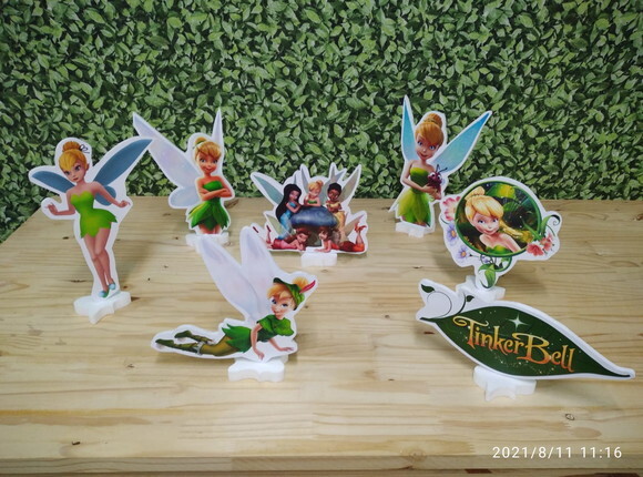 Tinkerbell Sininho Kit de Mesa Displays 7 Peças P Entrega