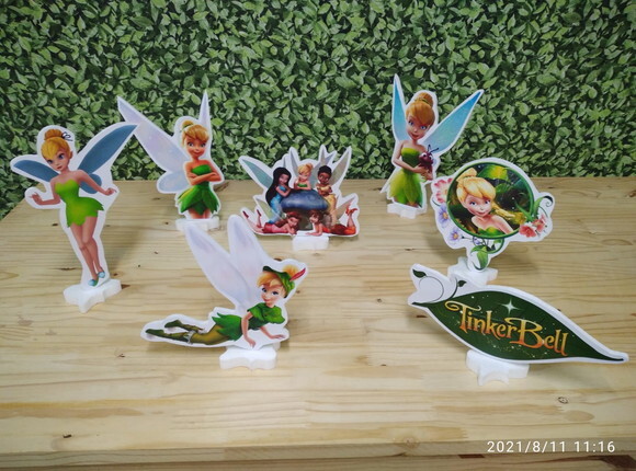 Tinkerbell Sininho Kit de Mesa Displays 7 Peças P Entrega