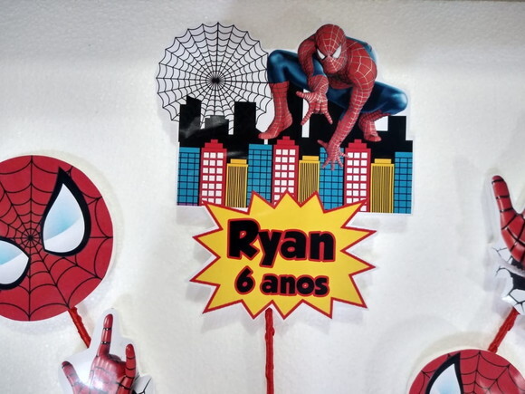 Topo de Bolo Homem Aranha Personalizado