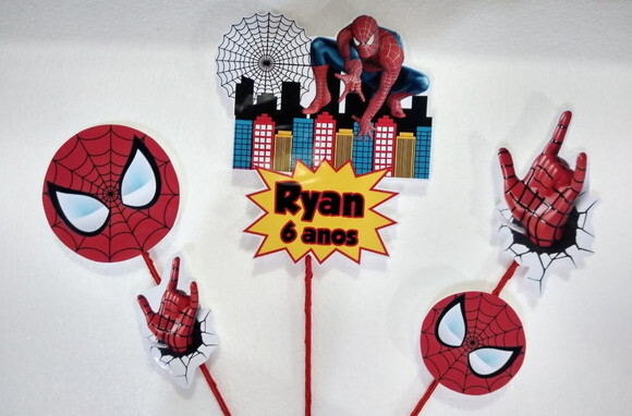 Topo de Bolo Homem Aranha Personalizado