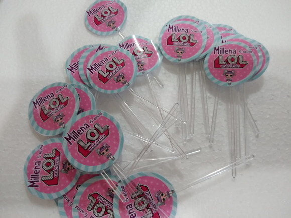 Topper Lol Unicornio com 36 Unidades Personalizado