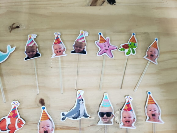 Topper para Docinhos com Foto e Animaiszinhos Pronta Entrega