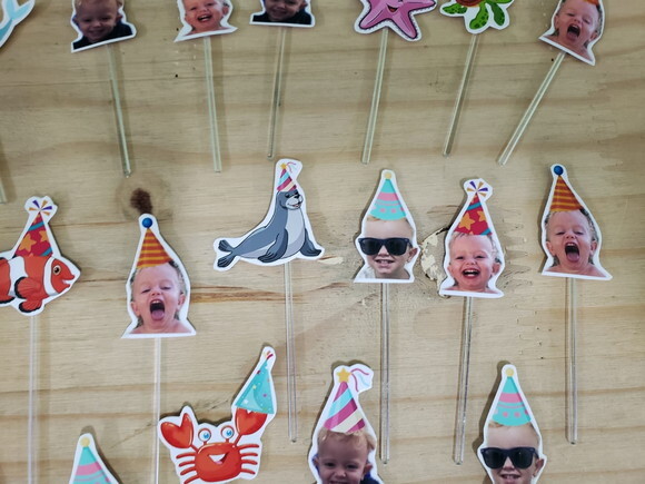 Topper para Docinhos com Foto e Animaiszinhos Pronta Entrega