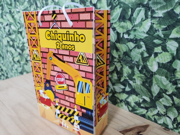 Transporte e Construção Sacola Personalizada Pronta Entrega