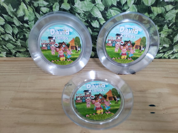 Tres Porquinhos Copo 300 Ml/prato Sobremesa Personalizados