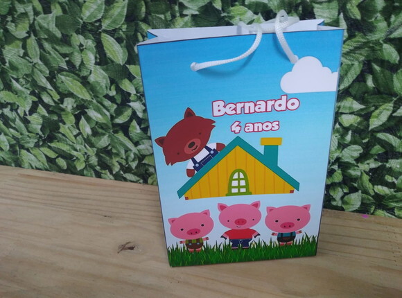 Tres Porquinhos Sacola Personalizada Pronta Entrega