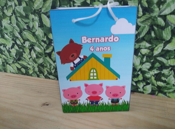 Tres Porquinhos Sacola Personalizada Pronta Entrega