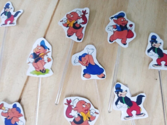 Tres Porquinhos Topper para Docinhos 50 Unidades