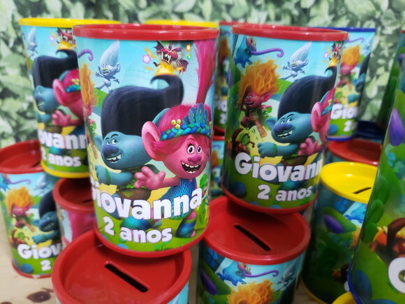 Trolls Cofrinhos Personalizados Pronta Entrega