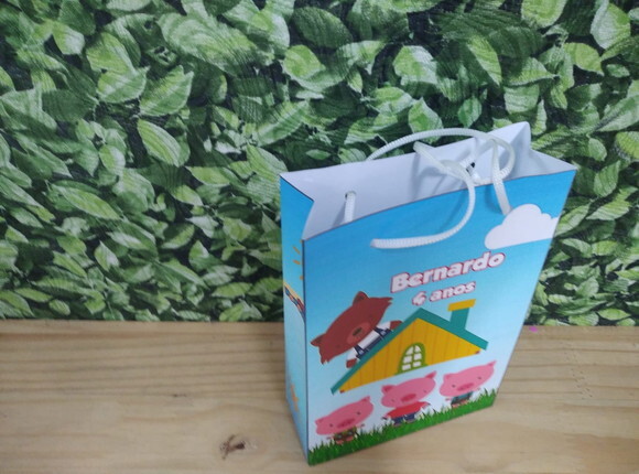 Tres Porquinhos Sacola Personalizada Pronta Entrega