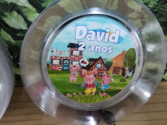Tres Porquinhos Copo 300 Ml/prato Sobremesa Personalizados