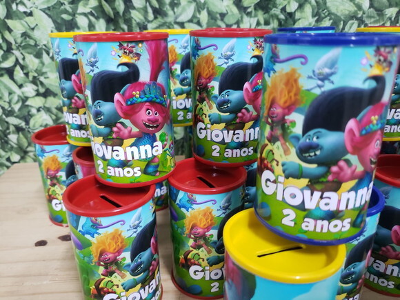 Trolls Cofrinhos Personalizados Pronta Entrega