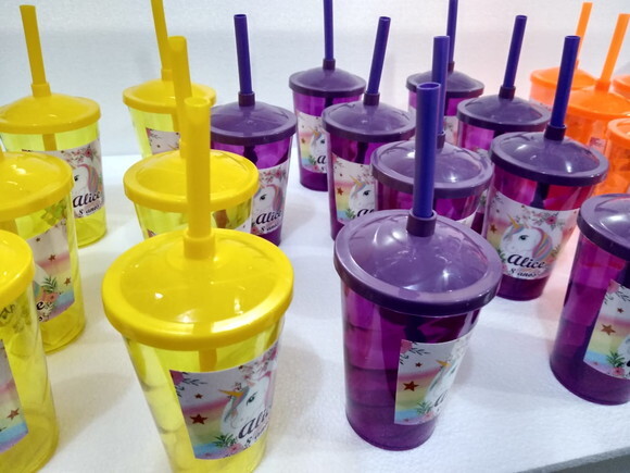 Unicornio Copos Canudo Personalizados Pronta Entrega
