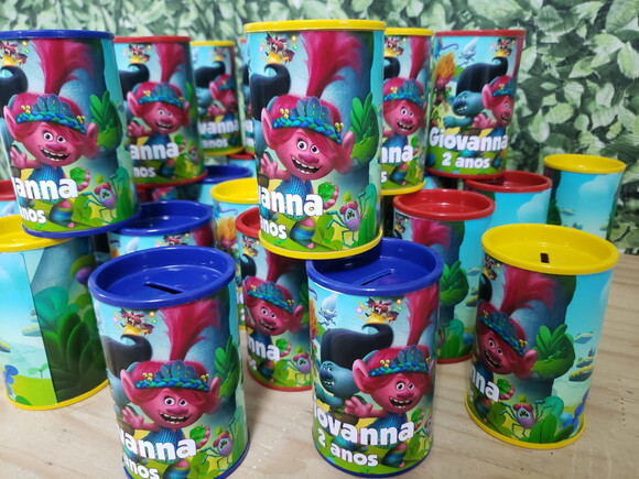 Trolls Cofrinhos Personalizados Pronta Entrega