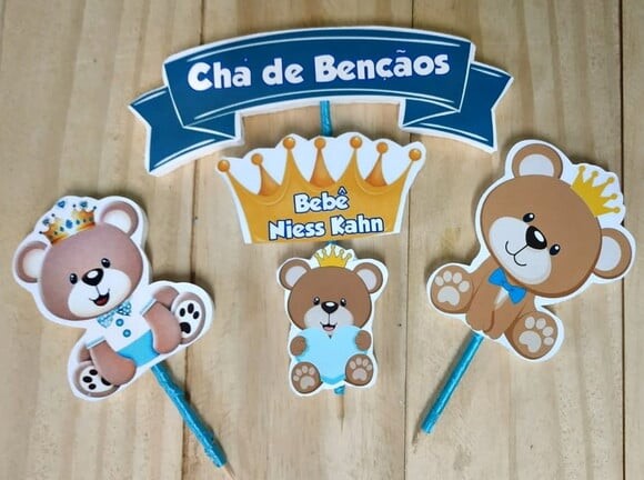 Ursinho Topo de Bolo Personalizado Pronta Entrega