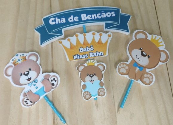 Ursinho Topo de Bolo Personalizado Pronta Entrega