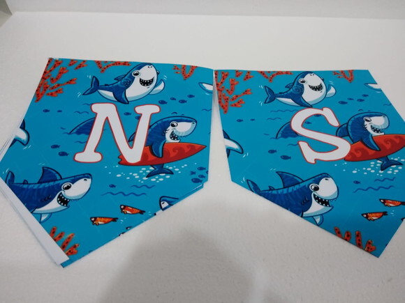 Varal Baby Shark Parabens + Nome Personalizado