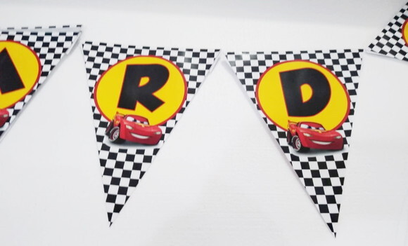 Varal Carros Parabens + Nome Personalizada